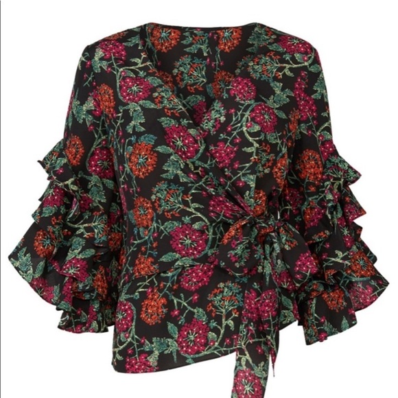 LIKELY Night Garden Wren Wrap Top Size XS - Picture 4 of 11